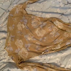 Gold floral mesh bodysuit